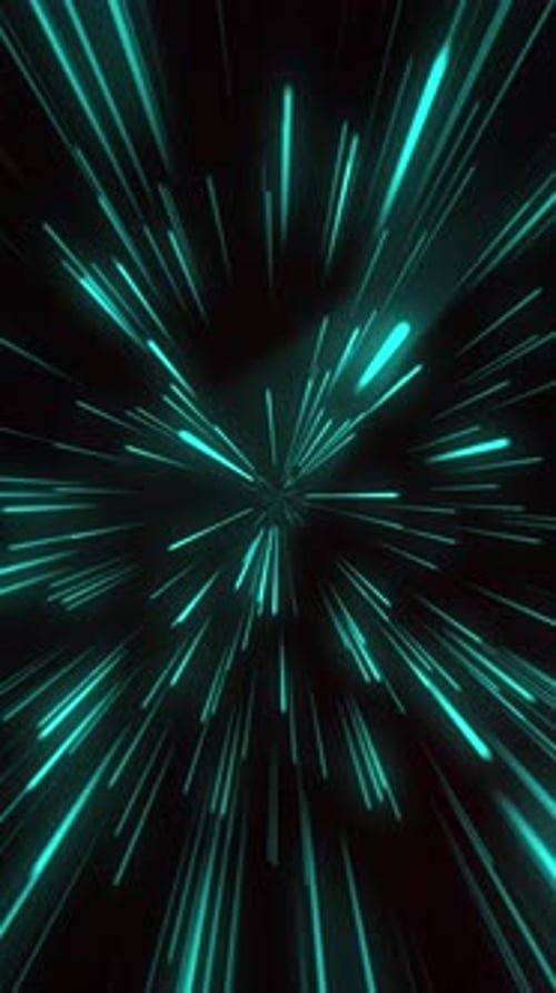 Looped animation. Abstract stream of blue light tunnel. Vertical video
