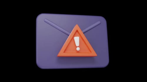 3D Animated Mail Envelope Warning Alert Icon