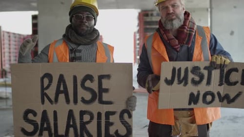 Construction Workers Protesting for Fair Wages