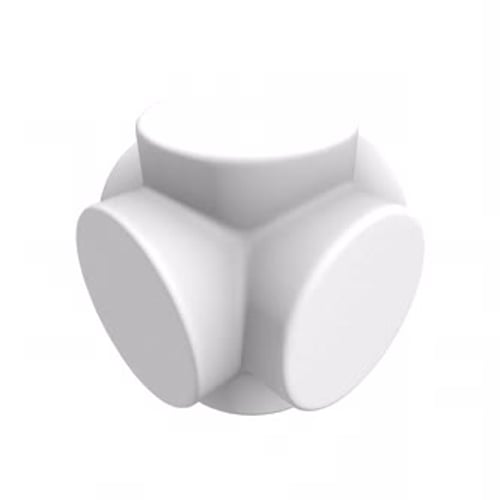 3D-Form eines gekreuzten weißen Zylinders