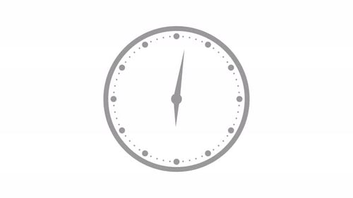 Simple Gray Analog Clock Isolated Round Circle Animation White Background