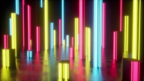 Abstract Neon Light Bars Seamless Loop Background