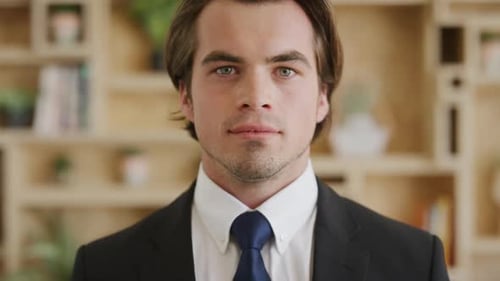 Businessman, face and corporate, success and career goals in modern office