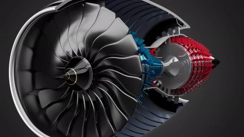 Detaillierter Ausschnitt eines Düsentriebwerks