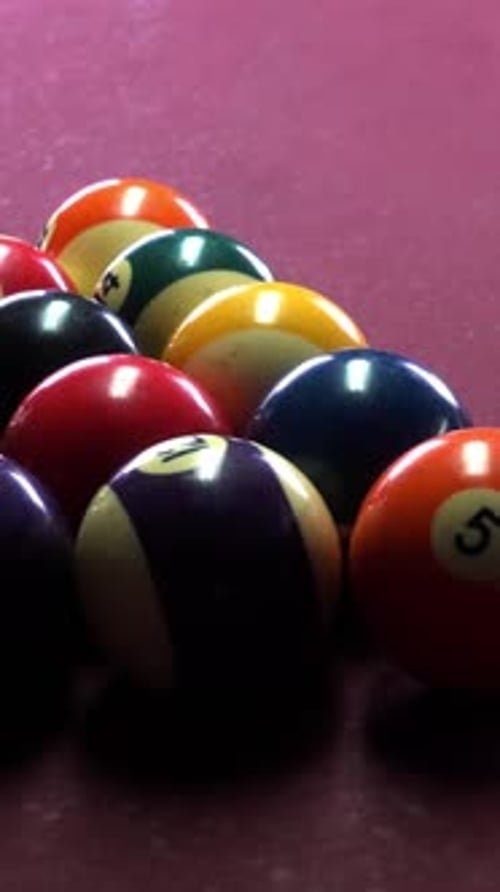 Vertical Video of billiard balls on a table