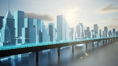 3d animation concept of future city