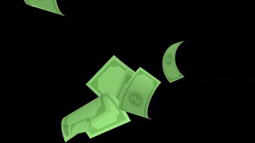 Falling Green Dollar Bills Animation