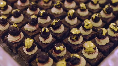 Decadent Dessert Squares with Gold Leaf Close-Up