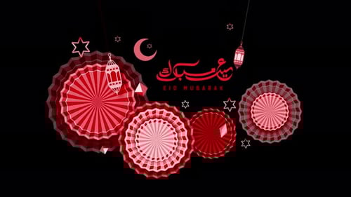 Eid Mubarak Islamic Celebration with Flat Design Animation