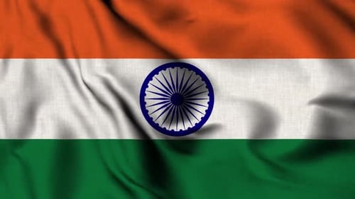 Waving Indian Flag with Realistic Fabric Movement