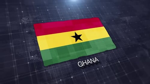 Ghana Flag Reveal on Futuristic Digital World Map