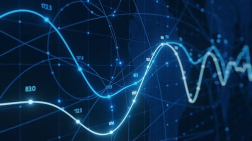 Digital Analytics Data Network Background with Glowing Graphs