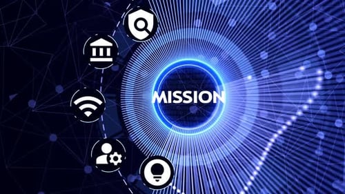 Futuristic Corporate Mission with Animated Network Icons