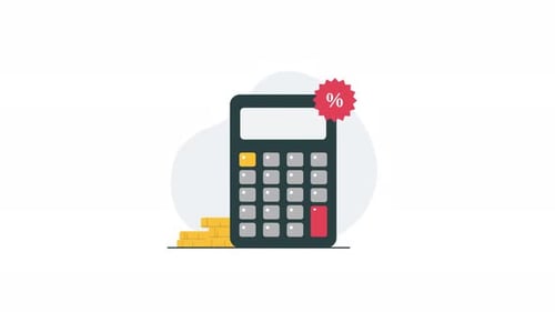 Flat Design Calculator With Discount And Coins Animation