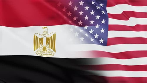 Egypt and USA Flags Waving Seamless Animation