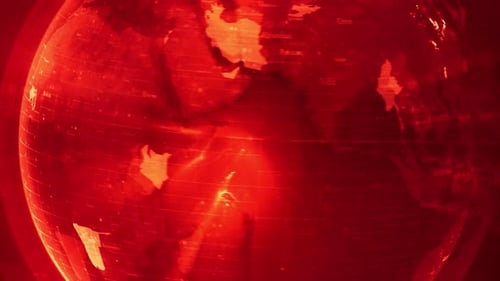 Futuristic Digital Globe Zoom to Guinea Highlight