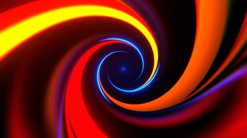Red Orange And Blue Vivid Hypnotic Spiral Corridor Background Vj Loop I 4K