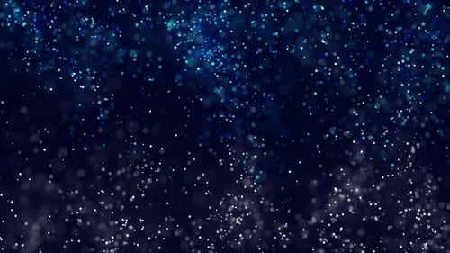 Abstract Blue Sparkling Particles Moving Upward Motion Background