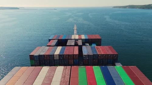 Halifax Port Export Operations Cargo Ship Heads To Sea With Tugboats