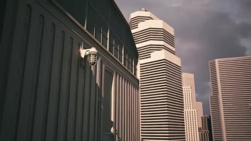 La arquitectura moderna se une al horizonte urbano en un paisaje urbano al anochecer