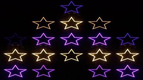 Purple And Yellow Neon Star Lights Moving Background Vj Loop In 4K