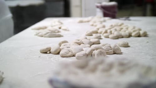 Making bread by hand in a traditional bakery