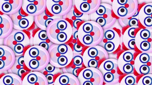 Animated Cartoon Chicken Heads Pattern Looping Background