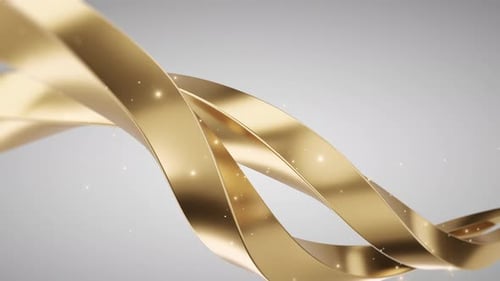 Goldenes Band, das sich auf hellgrauem Hintergrund dreht