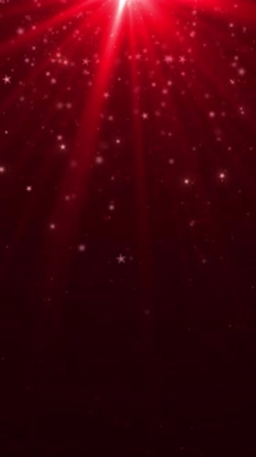 Red star stage, sparkling lights, award ceremony floor, product display. Magic Glittering Particles