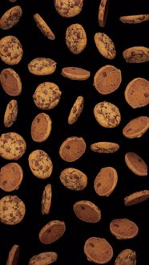 Realistic Falling Chocolate Chip Cookies Seamless Loop