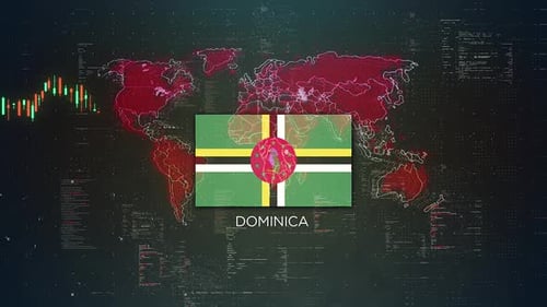 Dominica Stock Market Chart Background With Flag