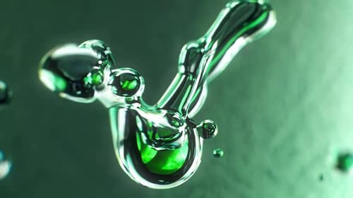 An Abstract Green Liquid Featuring Bubbles and Beautiful Reflections of Light and Color