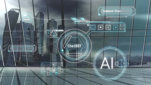 Hologram Of Artificial Intelligence On The Background Of The Office