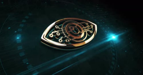 Cyber eye spying security symbol 3d digital concept loop