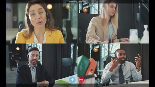 Four Adults in Virtual Workplace Meeting