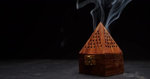 Pyramid Shaped Incense Burner with Wisps of Smoke