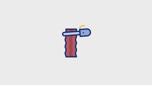 Chainsaw Cutting Tree Flat Design Animation