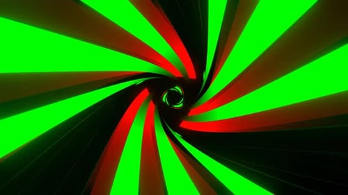 Grünes und rotes rotierendes Licht im dreieckigen Tunnelhintergrund VJ Loop In 4K