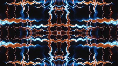 Abstract Orange and Blue Neon Flash Glow Curves Vj Loop Animation