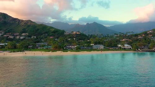 Vista aérea das Ilhas Mokulua, Baía de Kailua, Oahu, Havaí, Estados Unidos.