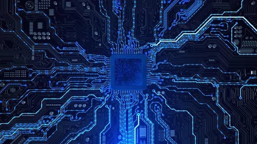 3D Artificial Intelligence AI Circuit Board Electronic Computer Hardware Technology