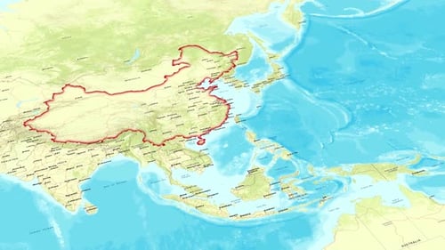 Detailed Geographical Map Animation of China Zoom In