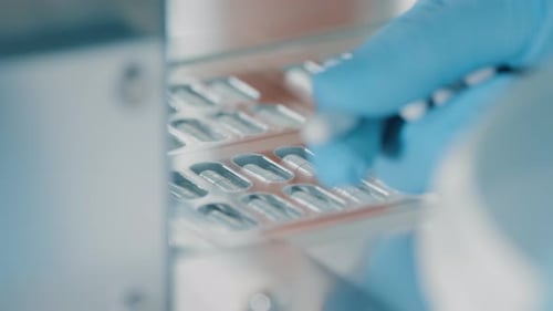 Pharmakologe überprüft Blisterpackungen
