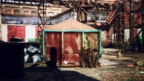 Abandoned Industry Factory Area Ander the Sunny Sky