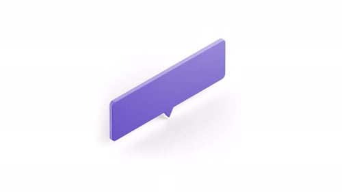 Blank Purple Speech Bubble On White Background 3D Rendering