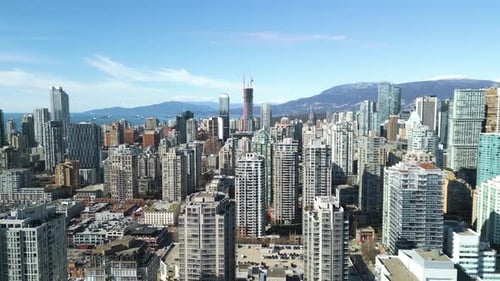 Aerial View of the Skyscrapers in Downtown of Vancouver Canada