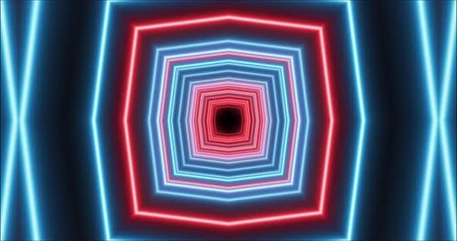 Pulsing Neon Geometric Light Tunnel Loop Background