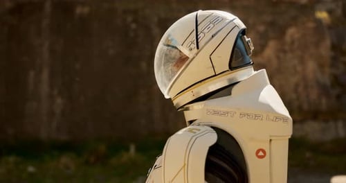 Astronaut, environment and explore nature for mission adventure or research trip