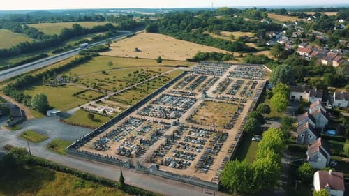 Drone shot of a cemetery
