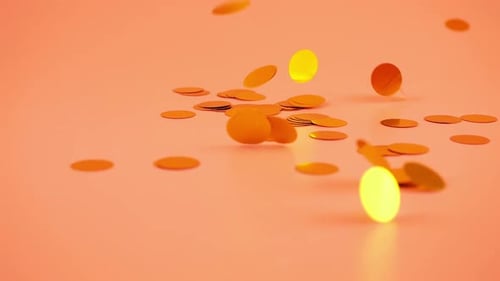Falling Golden Confetti on Pink Background for Celebrations